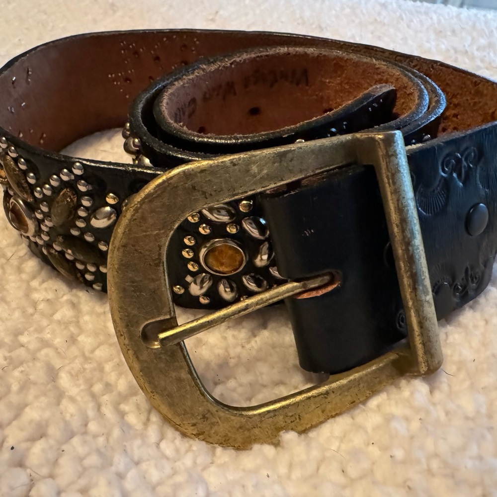 Leather Belt with bling accents